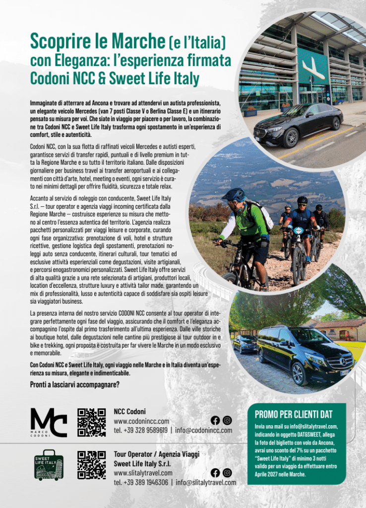 Sweet Life Italy vola con DAT: la nostra presenza sulla rivista di bordo per chi viaggia da e per Ancona