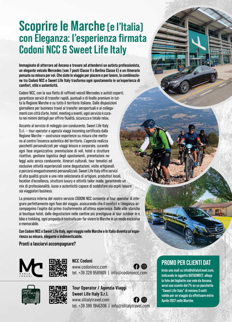 Sweet Life Italy vola con DAT: la nostra presenza sulla rivista di bordo per chi viaggia da e per Ancona