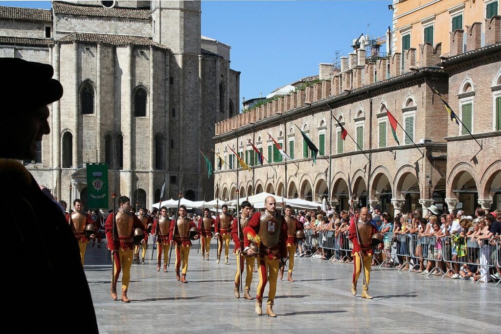 Costumed participants at the Quintana of Ascoli Piceno